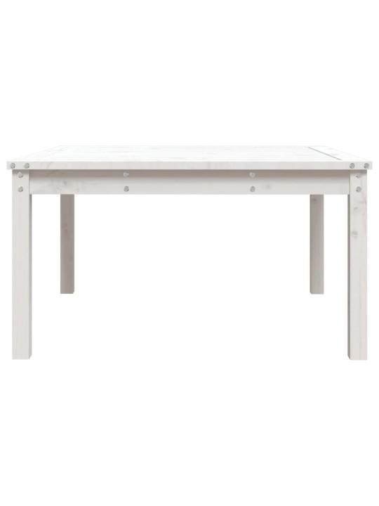 Sodo stalas, baltas, 82,5x82,5x45cm, pušies medienos masyvas