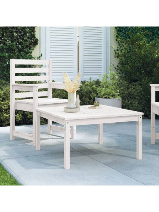 Sodo stalas, baltas, 82,5x82,5x45cm, pušies medienos masyvas