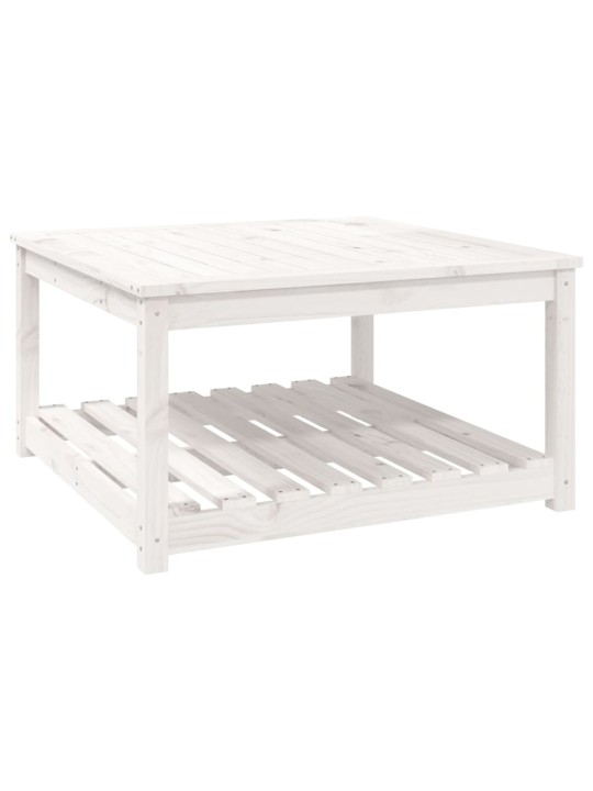 Sodo stalas, baltas, 82,5x82,5x45cm, pušies medienos masyvas