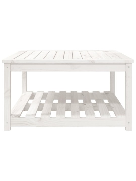 Sodo stalas, baltas, 82,5x82,5x45cm, pušies medienos masyvas
