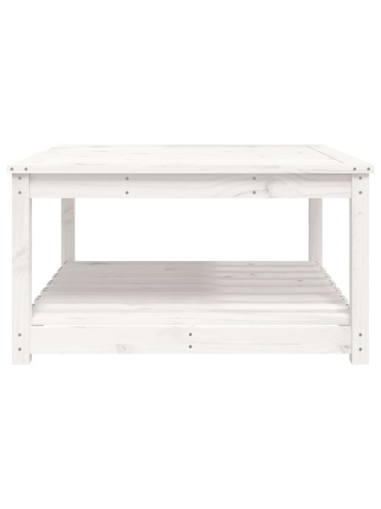 Sodo stalas, baltas, 82,5x82,5x45cm, pušies medienos masyvas