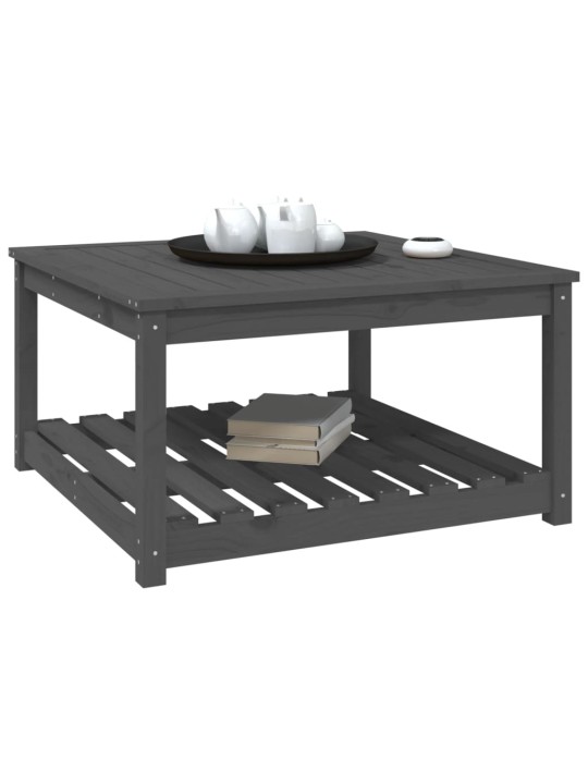 Sodo stalas, pilkas, 82,5x82,5x45cm, pušies medienos masyvas