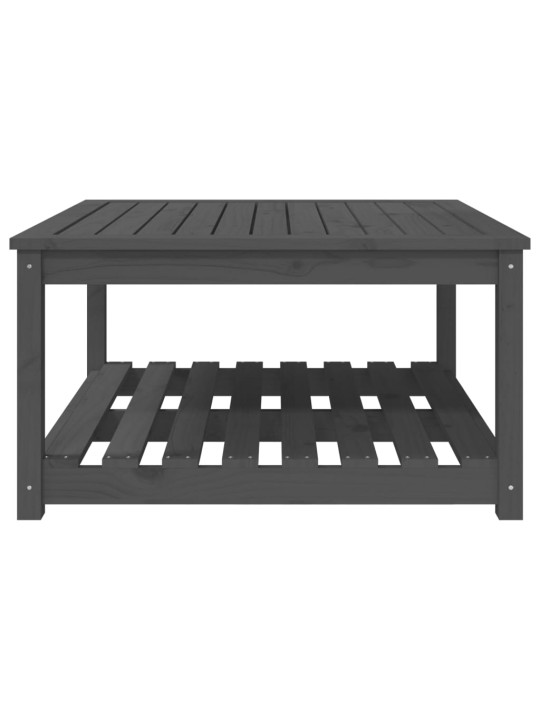 Sodo stalas, pilkas, 82,5x82,5x45cm, pušies medienos masyvas