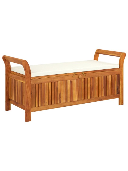 Sodo suoliukas-daiktadėžė su pagalvėle, 126cm, akacijos masyvas