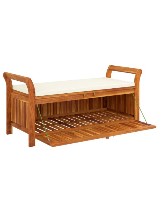 Sodo suoliukas-daiktadėžė su pagalvėle, 126cm, akacijos masyvas