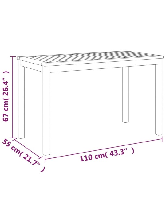 Sodo stalas, 110x55x67cm, akacijos medienos masyvas