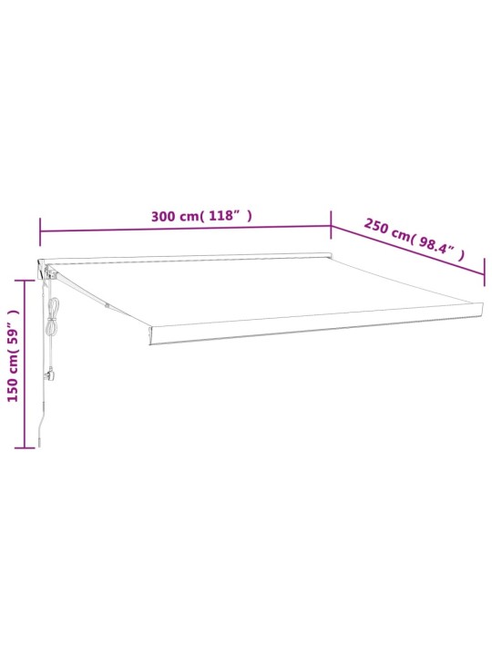 Ištraukiama markizė, mėlyna/balta, 3x2,5m, audinys ir aliuminis