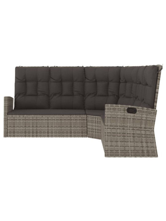 Atlošiama kampinė sofa su pagalvėlėmis, pilka, poliratanas
