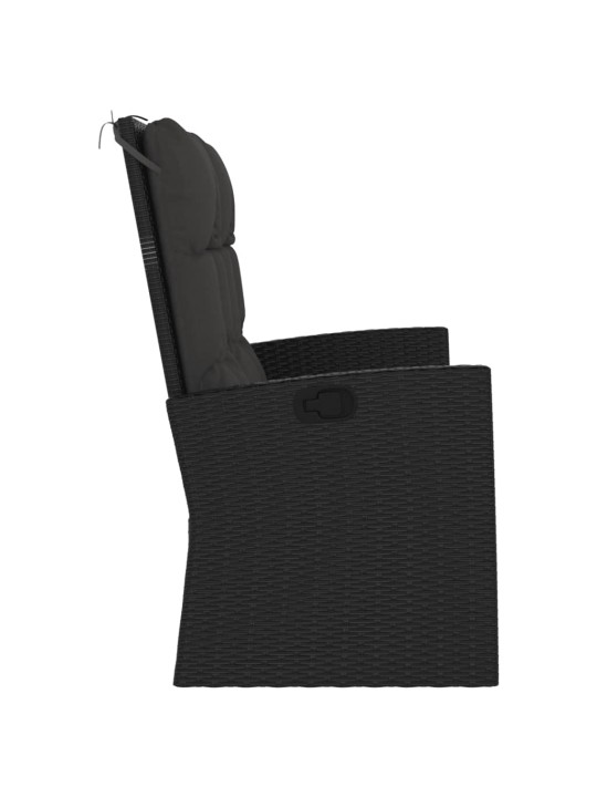 Sodo suoliukas su pagalvėlėmis, juodas, 118cm, poliratanas