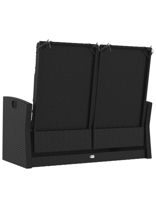 Sodo suoliukas su pagalvėlėmis, juodas, 118cm, poliratanas