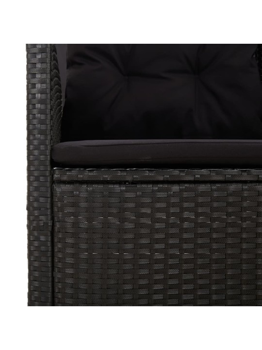 Sodo suoliukas su pagalvėlėmis, juodas, 118cm, poliratanas