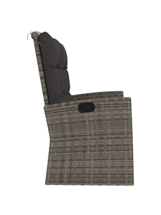 Sodo suoliukas su pagalvėlėmis, pilkas, 118cm, poliratanas