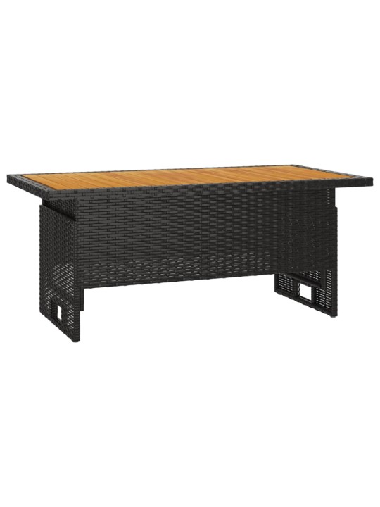 Sodo stalas, juodas, 100x50x43/63cm, akacija ir poliratanas