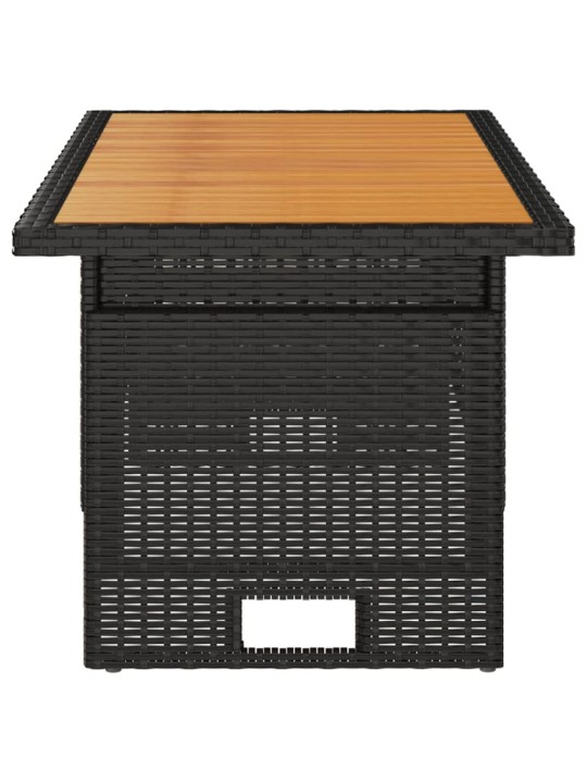 Sodo stalas, juodas, 100x50x43/63cm, akacija ir poliratanas