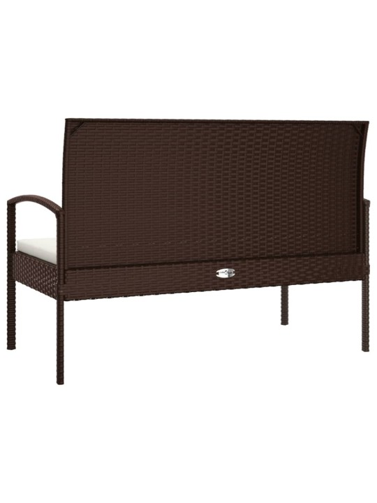 Sodo suoliukas su pagalvėle, rudos spalvos, 105cm, poliratanas