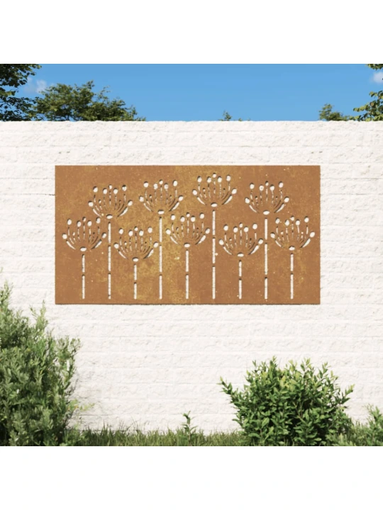 Sodo sienos dekoracija, 105x55cm, corten plienas, gėlių dizaino