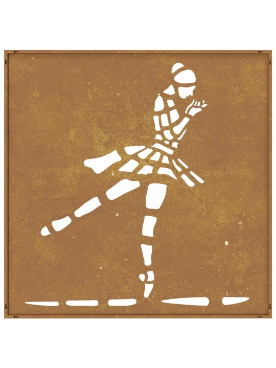 Sodo sienos dekoracija, 55x55cm, corten plienas, balerina
