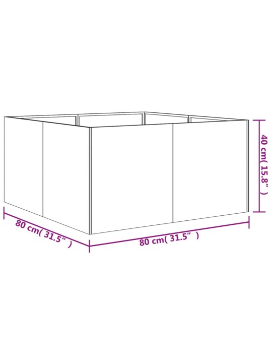 Lovelis, 80x80x40cm, Corten plienas