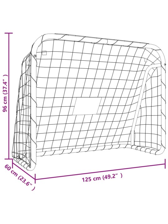 Futbolo vartai, balti, 125x96x60cm, plienas/poliesteris