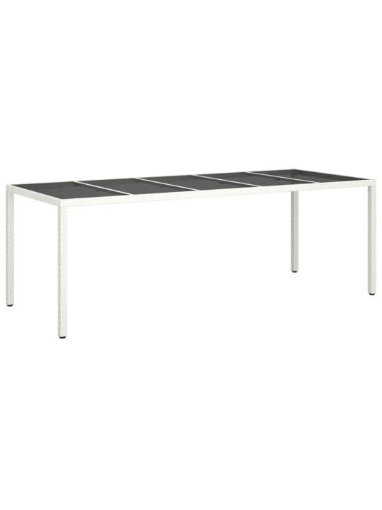Sodo stalas, baltas, 250x100x75cm, poliratanas ir stiklas