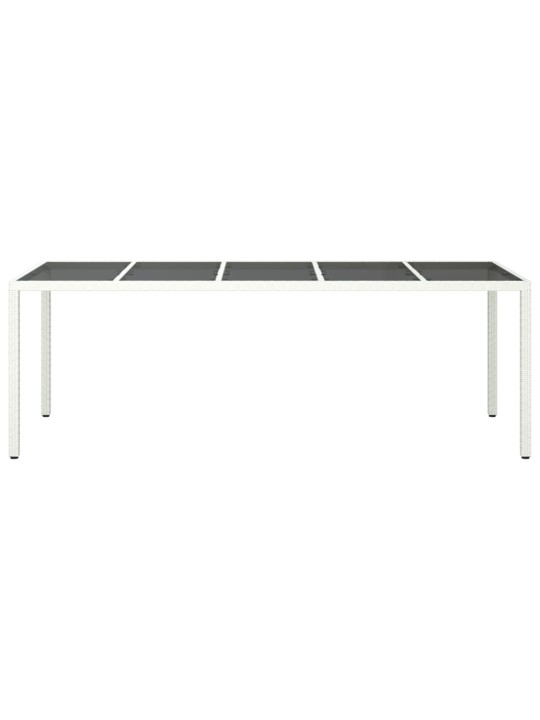 Sodo stalas, baltas, 250x100x75cm, poliratanas ir stiklas