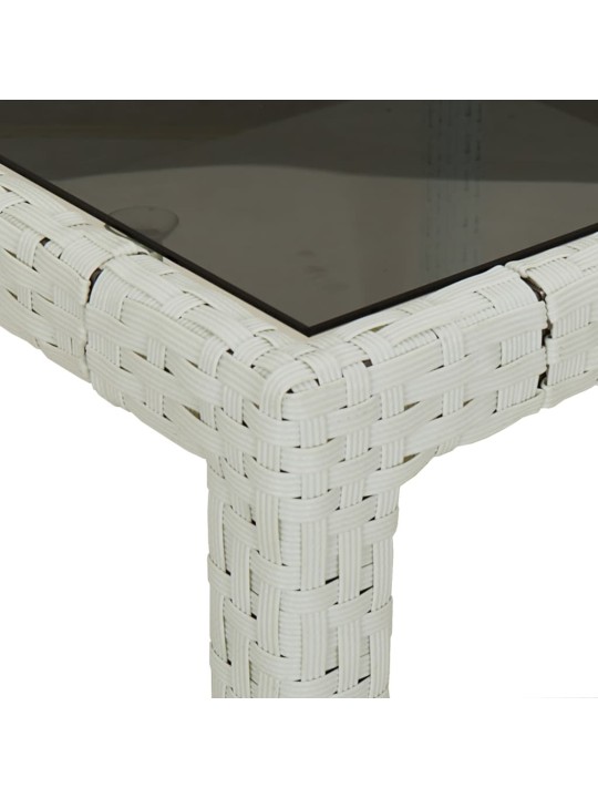 Sodo stalas, baltas, 250x100x75cm, poliratanas ir stiklas