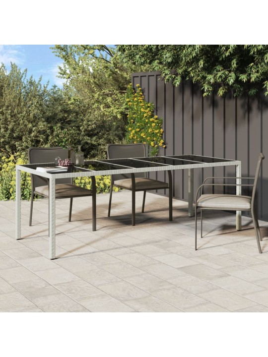 Sodo stalas, baltas, 250x100x75cm, poliratanas ir stiklas
