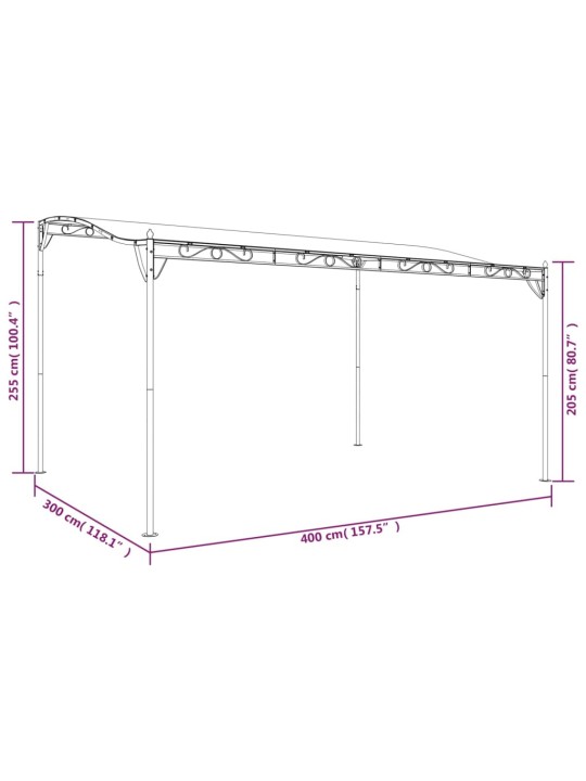 Stoginė, antracito spalvos, 4x3m, audinys ir plienas, 180g/m²