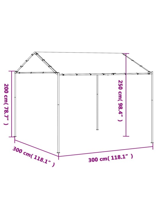Tentinė palapinė, antracito spalvos, 3x3m, plienas ir audinys