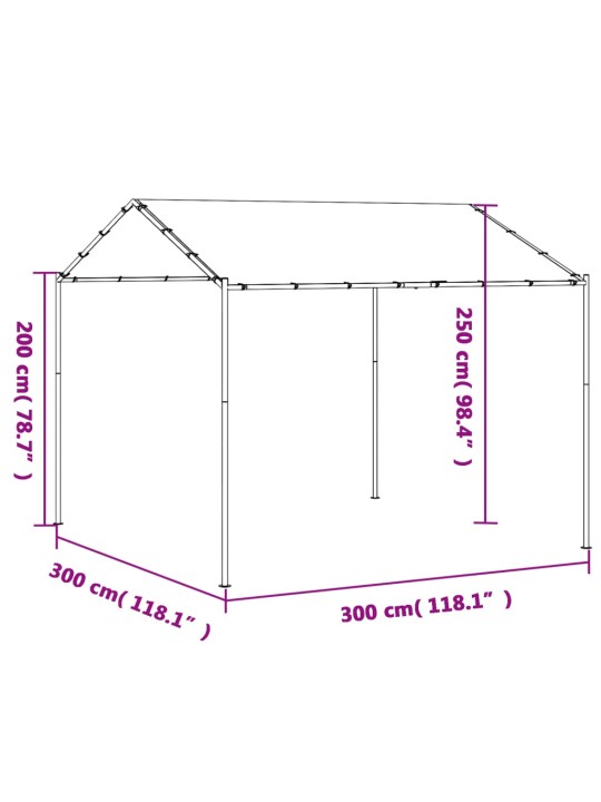 Tentinė palapinė, smėlio spalvos, 3x3m, plienas ir audinys