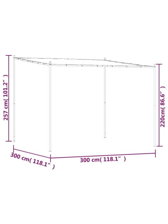 Pavėsinė, baltos spalvos, 3x3m, audinys ir plienas, 180g/m²