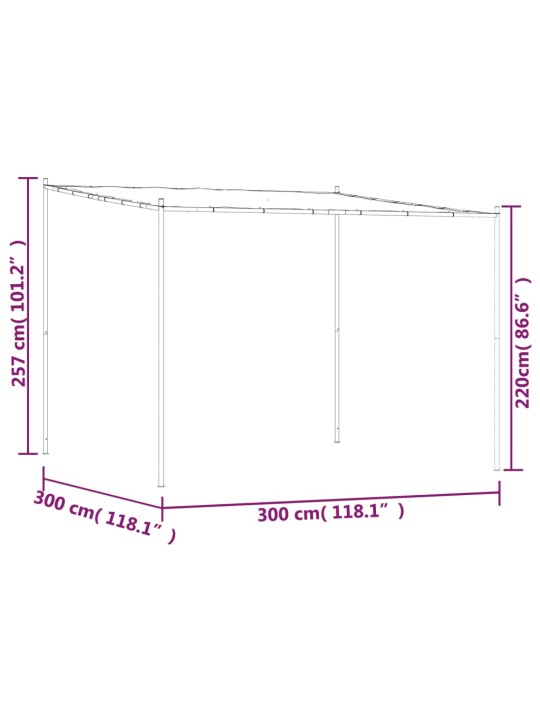 Pavėsinė, smėlio spalvos, 3x3m, audinys ir plienas, 180g/m²