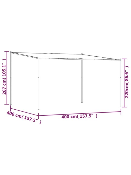 Pavėsinė, antracito spalvos, 4x4m, audinys ir plienas, 180g/m²