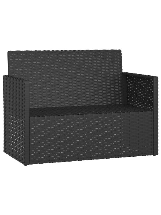Sodo suoliukas su pagalvėlėmis, juodas, 105cm, poliratanas