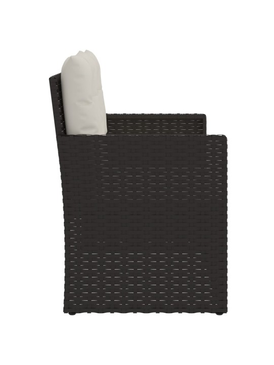 Sodo suoliukas su pagalvėlėmis, juodas, 105cm, poliratanas
