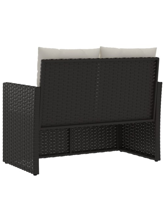 Sodo suoliukas su pagalvėlėmis, juodas, 105cm, poliratanas