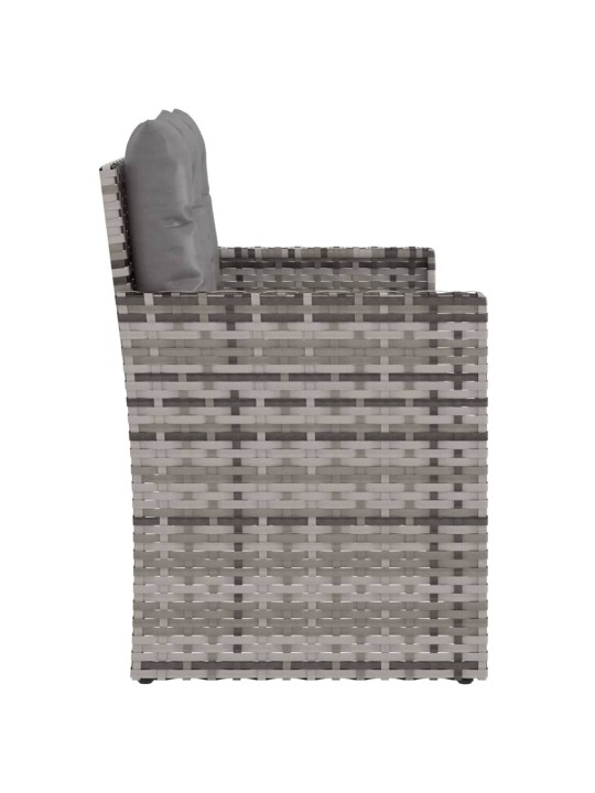Sodo suoliukas su pagalvėlėmis, pilkas, 105cm, poliratanas