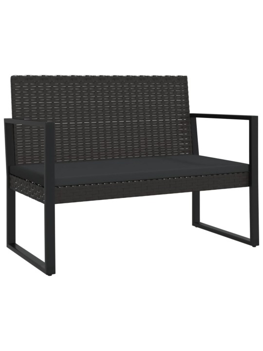 Sodo suoliukas su pagalvėlėmis, juodas, 106cm, poliratanas
