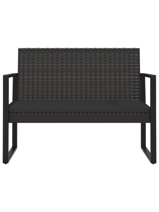 Sodo suoliukas su pagalvėlėmis, juodas, 106cm, poliratanas