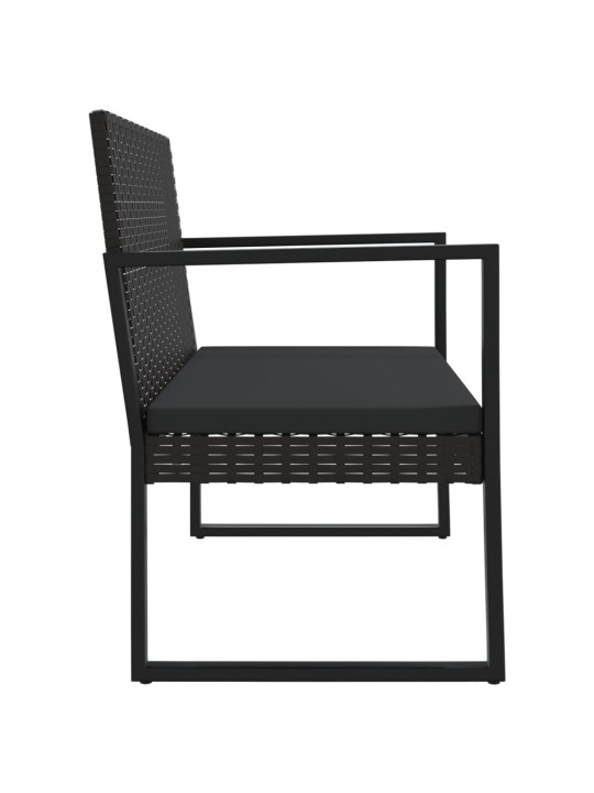 Sodo suoliukas su pagalvėlėmis, juodas, 106cm, poliratanas