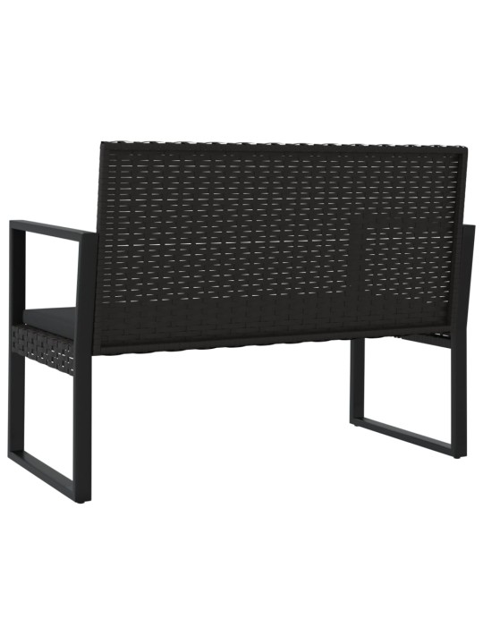 Sodo suoliukas su pagalvėlėmis, juodas, 106cm, poliratanas