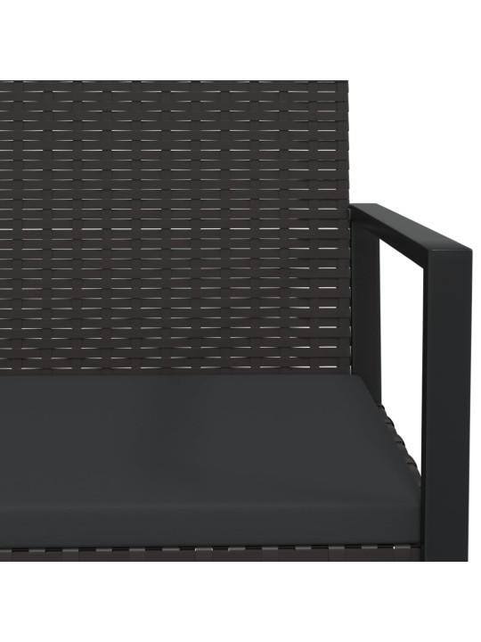 Sodo suoliukas su pagalvėlėmis, juodas, 106cm, poliratanas
