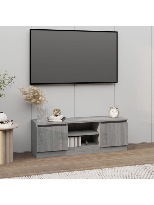 Televizoriaus spintelė su durelėmis, pilka ąžuolo, 102x30x36cm