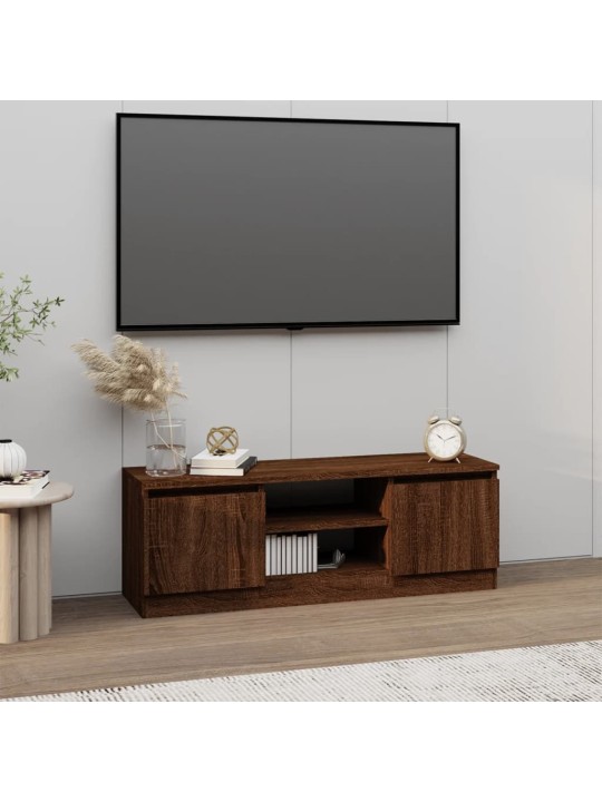 Televizoriaus spintelė su durelėmis, ruda ąžuolo, 102x30x36cm