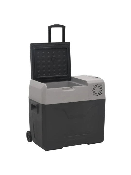 Šaltdėžė su ratukais ir adapteriu, juoda ir pilka, 40l, PP