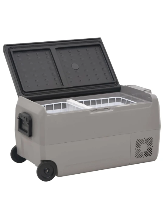 Šaltdėžė su ratukais ir adapteriu, juoda ir pilka, 60l, PP/PE