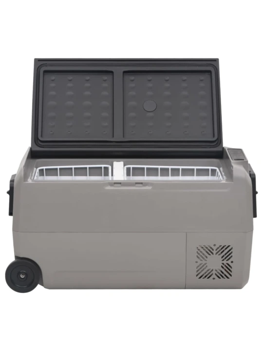 Šaltdėžė su ratukais ir adapteriu, juoda ir pilka, 60l, PP/PE
