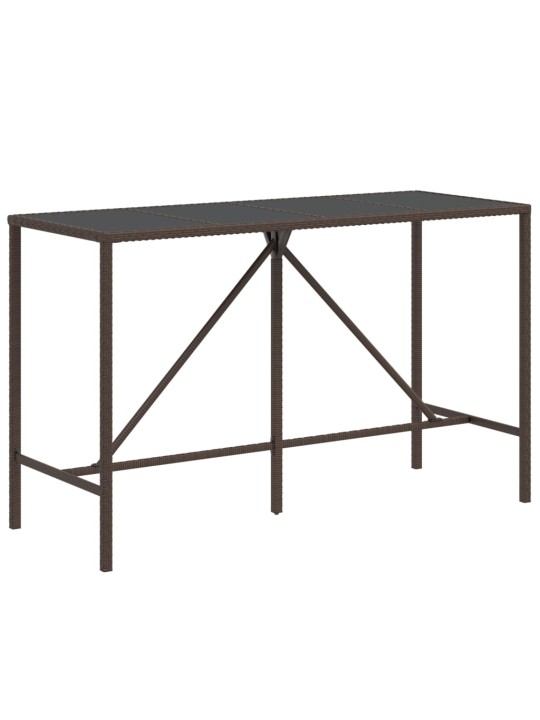 Stalas su stikliniu stalviršiu, rudas, 180x70x110cm, ratanas