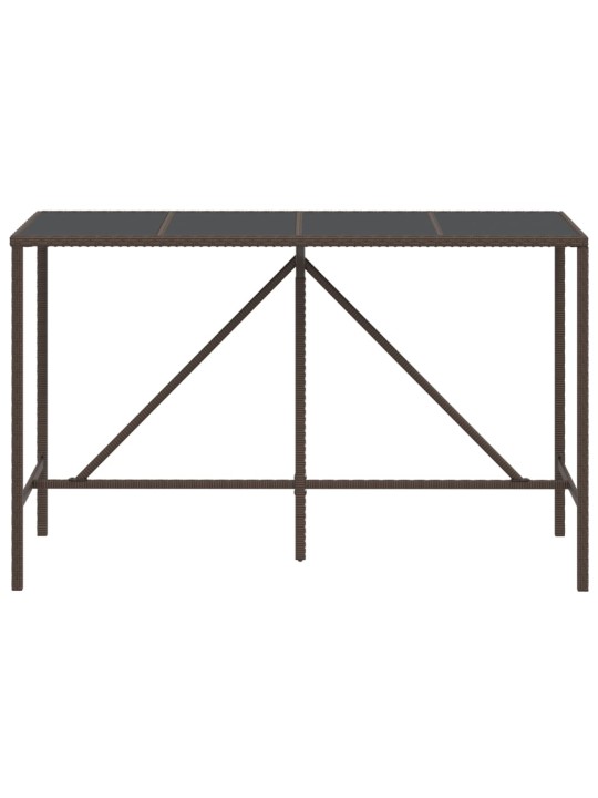 Stalas su stikliniu stalviršiu, rudas, 180x70x110cm, ratanas