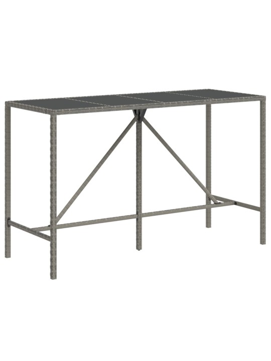Stalas su stikliniu stalviršiu, pilkas, 180x70x110cm, ratanas